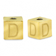 Stainless steel beads letter D Gold