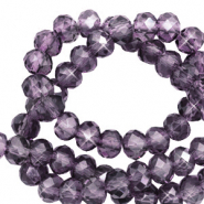 Top faceted beads 4x3mm disc Amethyst Purple-Pearl Shine Coating