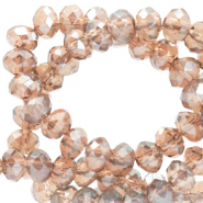 Top faceted beads 3x2mm disc Champagne Beige-Pearl Shine Coating