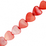 Shell beads heart Coral Red