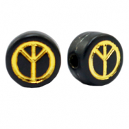 Acrylic letter beads peace Black-Gold