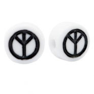 Acrylic letter beads peace White-Black