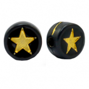 Acrylic letter beads star Black-Gold