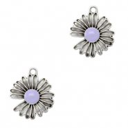 DQ European metal charms Daisy Antique silver-Lilac Purple (nickel free)