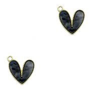 Resin pendants heart Gold-Anthracite