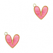 Resin pendants heart Gold-Pink