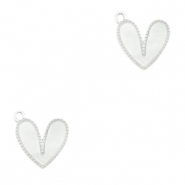 Resin pendants heart Silver-Off White