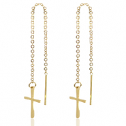 Stainless steel earrings cross Gold