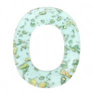 Resin pendants oval Turquoise Blue Gold-Transparent