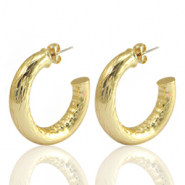 Brass TQ metal earrings/earpin creole Gold