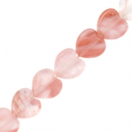 Natural stone beads heart Coral Red