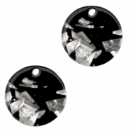 Resin pendants round 12mm Silver-Black