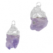 Natural stone charms Purple-Silver