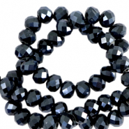 Top faceted beads 8x6mm disc Black-Pearl Shine Coating