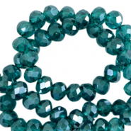 Top faceted beads 8x6mm disc Danube Blue-Pearl Shine Coating