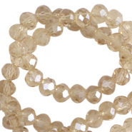 Top faceted beads 8x6mm disc Latte Beige-Pearl Shine Coating