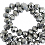 Top faceted beads 6x4mm disc Silver-Pearl Shine Coating