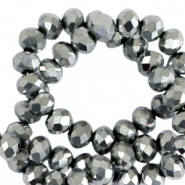Top faceted beads 4x3mm disc Silver-Pearl Shine Coating