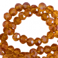 Top faceted beads 4x3mm disc Russet Brown-Pearl Shine Coating