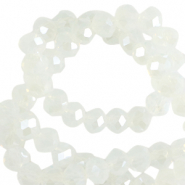 Top faceted beads 4x3mm disc Transparant crystal-Pearl Shine Coating