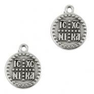 DQ European metal charms "ICXC NIKA" 15mm Antique Silver (nickel free)