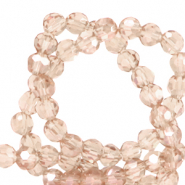 Round top faceted beads 4mm Latte Beige-pearl shine coating