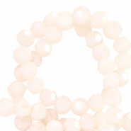 Round top faceted beads 4mm Pristine Beige-Pearl Shine Coating