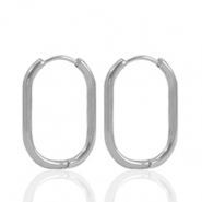 Stainless steel earrings creole oval Silver
