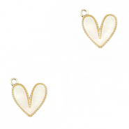 Resin pendants heart Gold-Off White