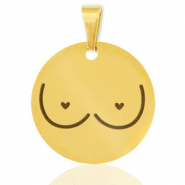 Stainless steel charms breasts Gold