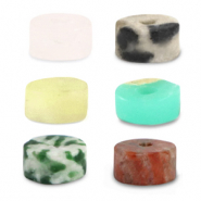 Natural stone beads mix disc 4x2mm Multicolour Red Green