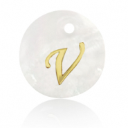 Shell pendants specials letter V Gold-White (natural colour)