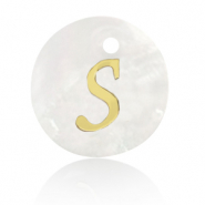 Shell pendants specials letter S Gold-White (natural colour)