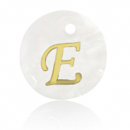 Shell pendants specials letter E Gold-White (natural colour)