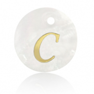 Shell pendants specials letter C Gold-White (natural colour)