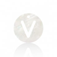 Shell pendants specials letter V White (natural colour)