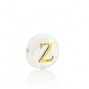 Shell beads letter Z Gold-White (natural colour)