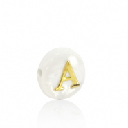 Shell beads letter A Gold-White (natural colour)