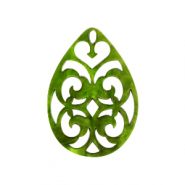 Resin pendants drop baroque 38x27mm Guacamole Green