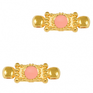 DQ European metal charms connector Gold-Salmon Pink (nickel free)