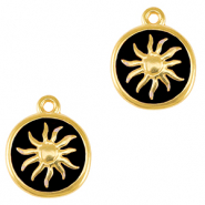 DQ European metal charms sun Gold-Black (nickel free)