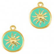 DQ European metal charms sun Gold-Veraman Blue (nickel free)
