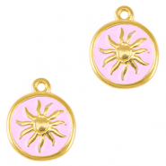 DQ European metal charms sun Gold-Lilac Rose (nickel free)