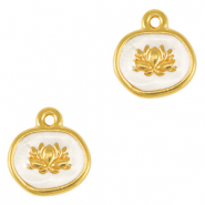 DQ European metal charms lotus Gold-Pearl White (nickel free)