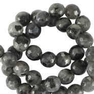 Natural stone beads Labradorite 4mm faceted polished Anthracite Black