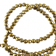 Round top faceted beads 2mm Gold Metallic-Pearl Shine Coating