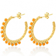 Stainless steel earrings creole 30mm Gold-Orange