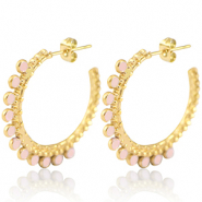 Stainless steel earrings creole 30mm Gold-Vintage Pink