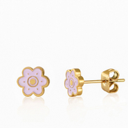 Stainless steel earrings flower Lilac-Gold