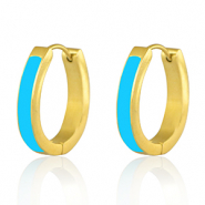 Stainless steel earrings Aqua Blue-Gold